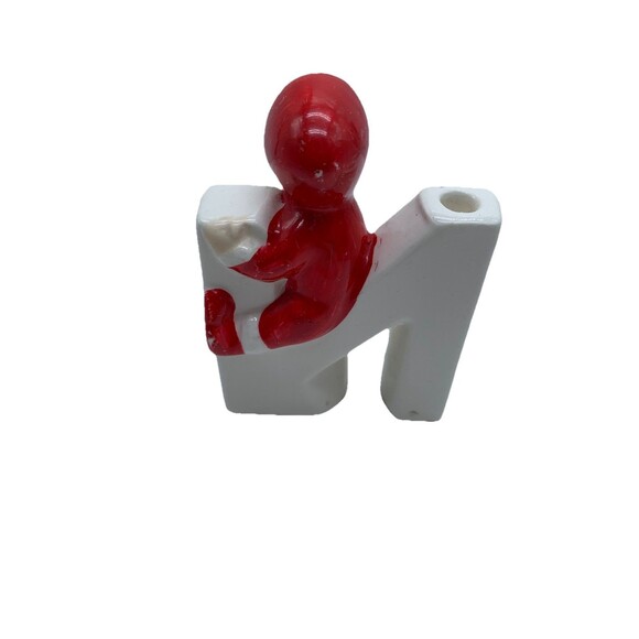 Vintage LIPPER & MANN Japan Ceramic Christmas Santa NOEL Candleholders MCM 1950s - Picture 3 of 16